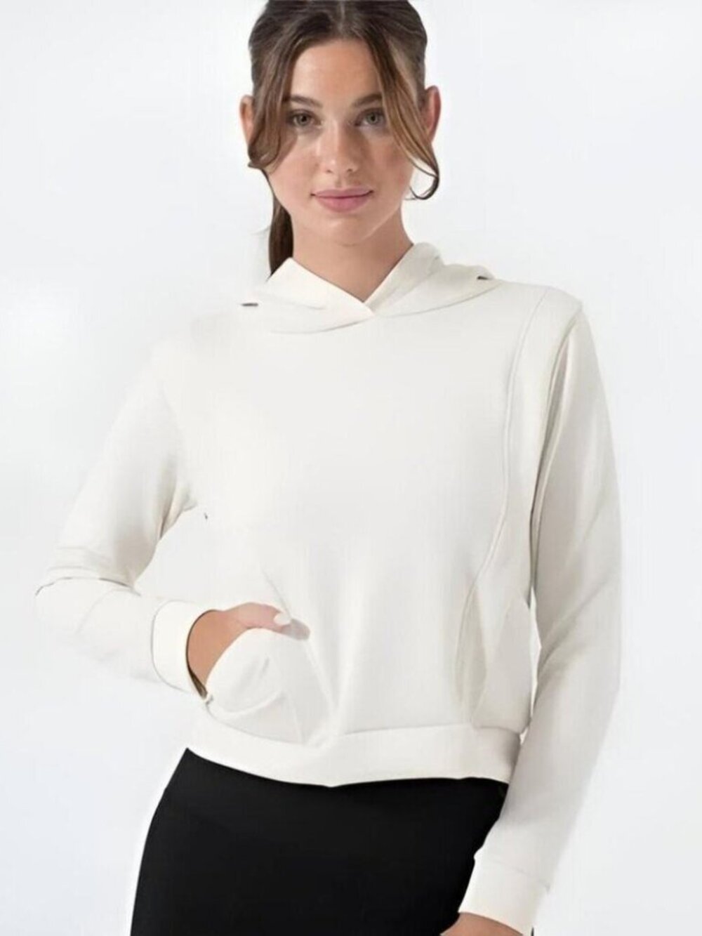 NUX Sleek Fabric Mia Hoodie Coconut M NWT